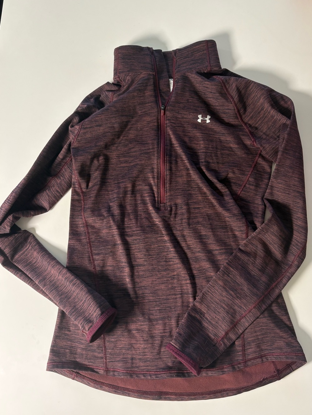 Under Armour Women's Maroon Heathered Quarter-Zip Turtleneck Pullover